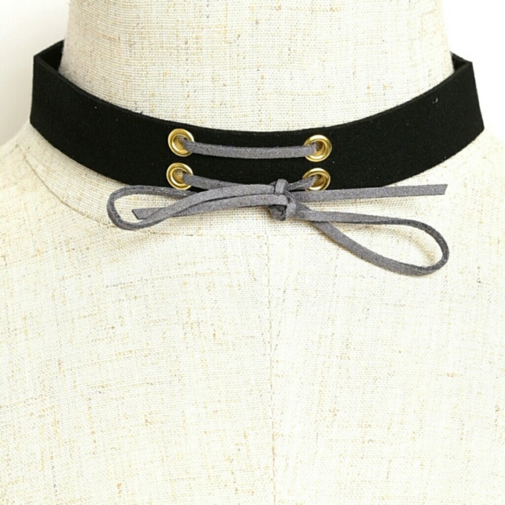 Faux Suede Lace-up Chokers
